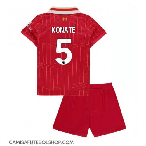 Camisa de time de futebol Liverpool Ibrahima Konate #5 Replicas 1º Equipamento Infantil 2024-25 Manga Curta (+ Calças curtas)